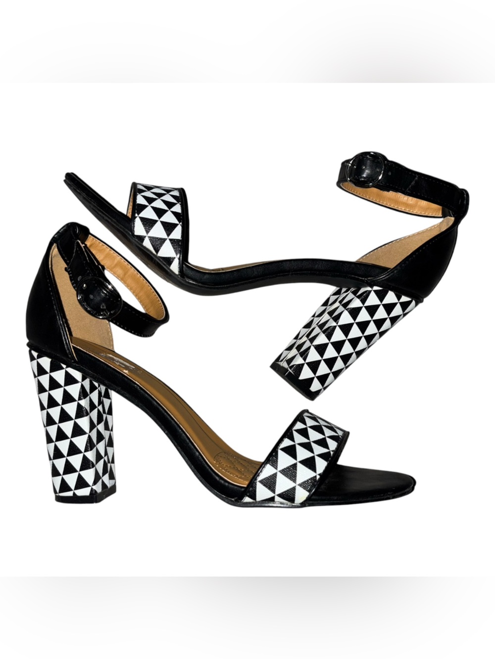 Patrizia Spring Step Geo Print Ankle Strap Heels